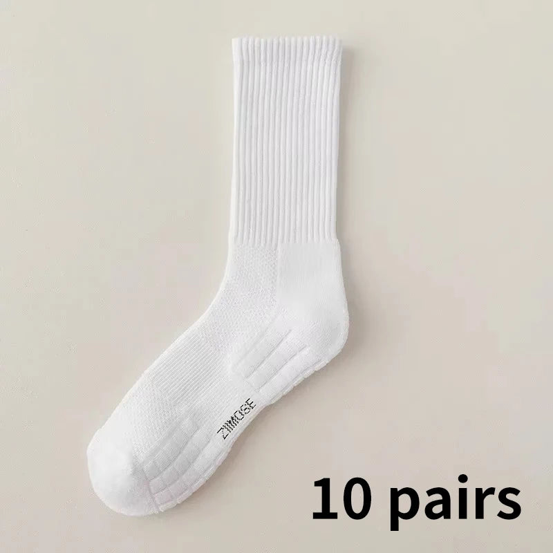 10-Pack Thick Cotton Tube Socks – Deodorant Winter Basketball Crew Socks for Men & Women