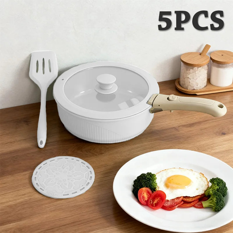 CeramiFlex™ 17-Piece Detachable Cookware Set – Nonstick Ceramic Pots & Pans with Removable Handle