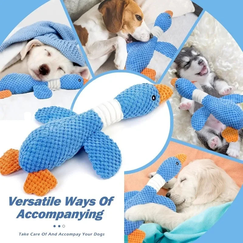 Blue Goose Plush Squeaky Pet Toy – Bite-Resistant Chew Toy for Dogs & Cats (Soft, Interactive, Double Color)