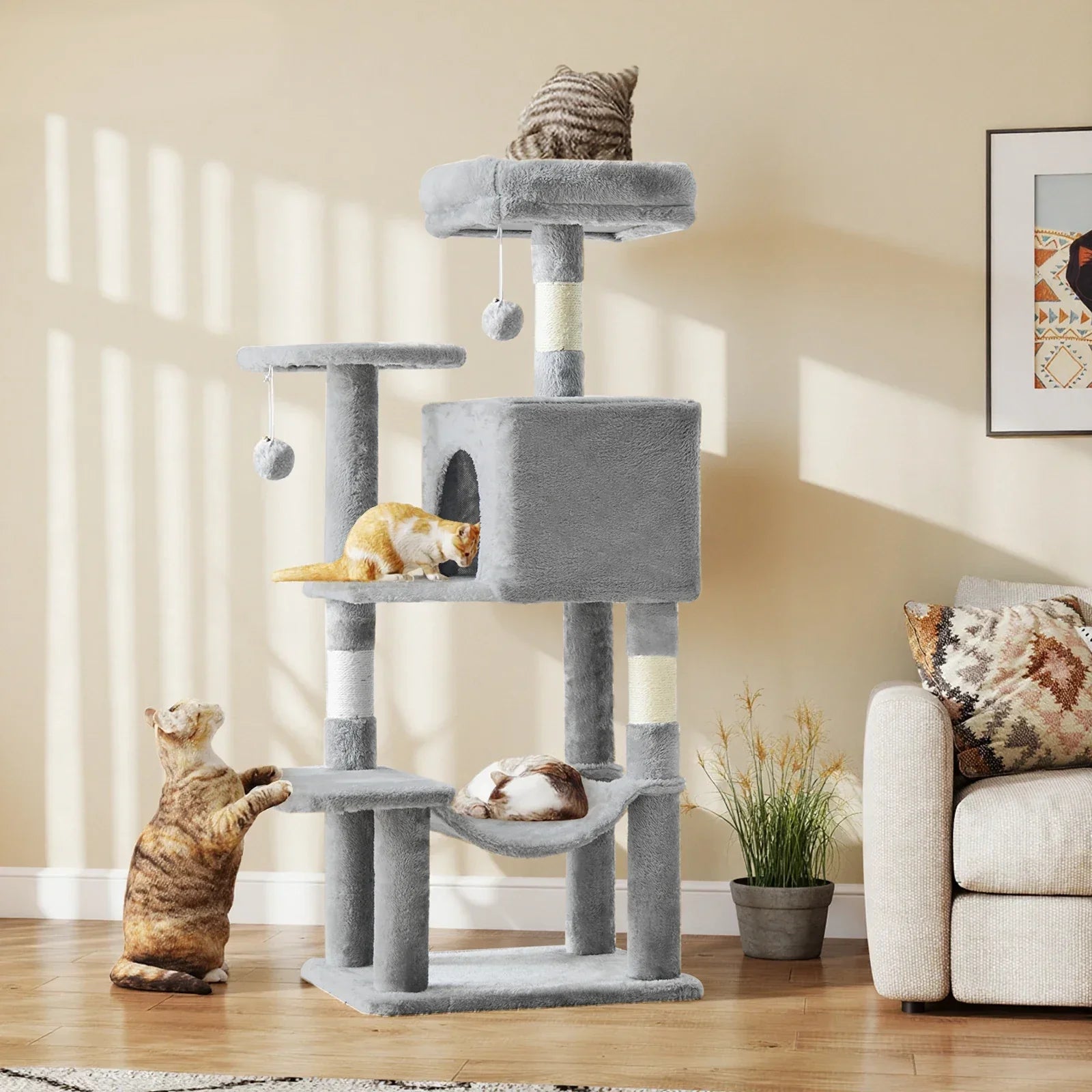 JHK 44” Cat Tree Tower – Multi-Level Indoor Cat Condo with Sisal Scratching Posts & Stable Pet House