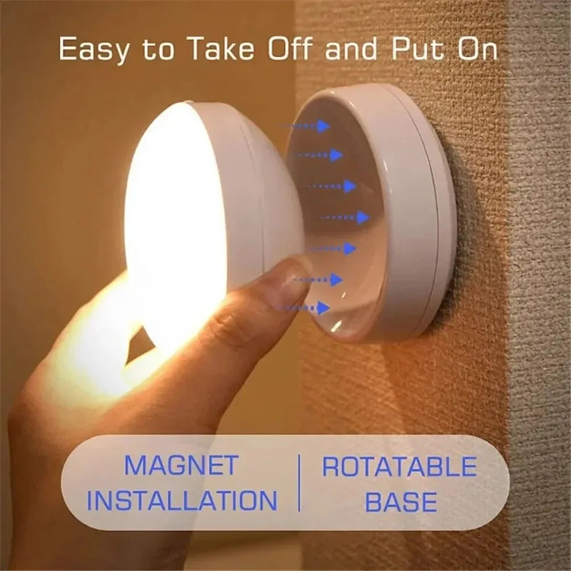 LED Motion Sensor Night Light USB Rechargeable Smart Wardrobe & Bedside Lamp