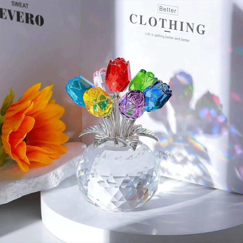 ❤️🌹Colorful Rose Flower Collectible Figurine with Vase
