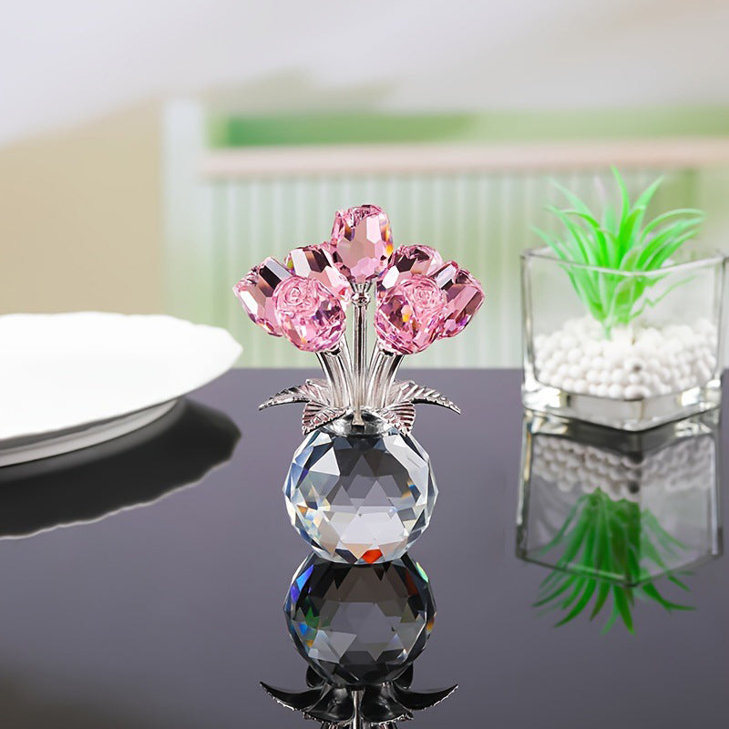 ❤️🌹Colorful Rose Flower Collectible Figurine with Vase