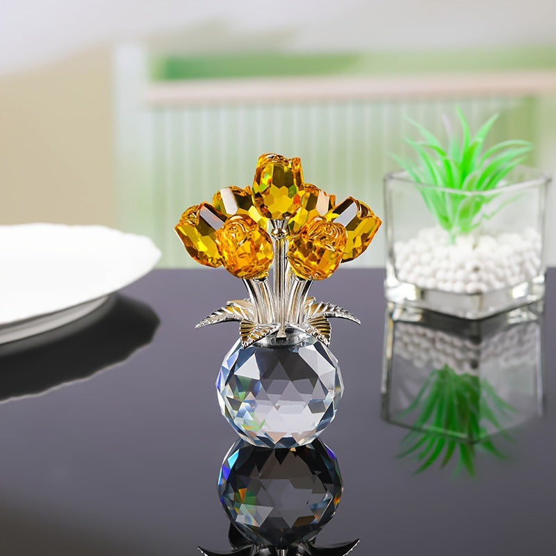 ❤️🌹Colorful Rose Flower Collectible Figurine with Vase