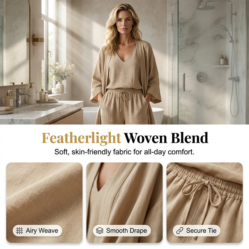 ⏰ 50% Korting – Elegante 3-Delige Dames Set met Wijde Pijpen | Comfortabele, Soepel Vallende & Flatterende Outfit
