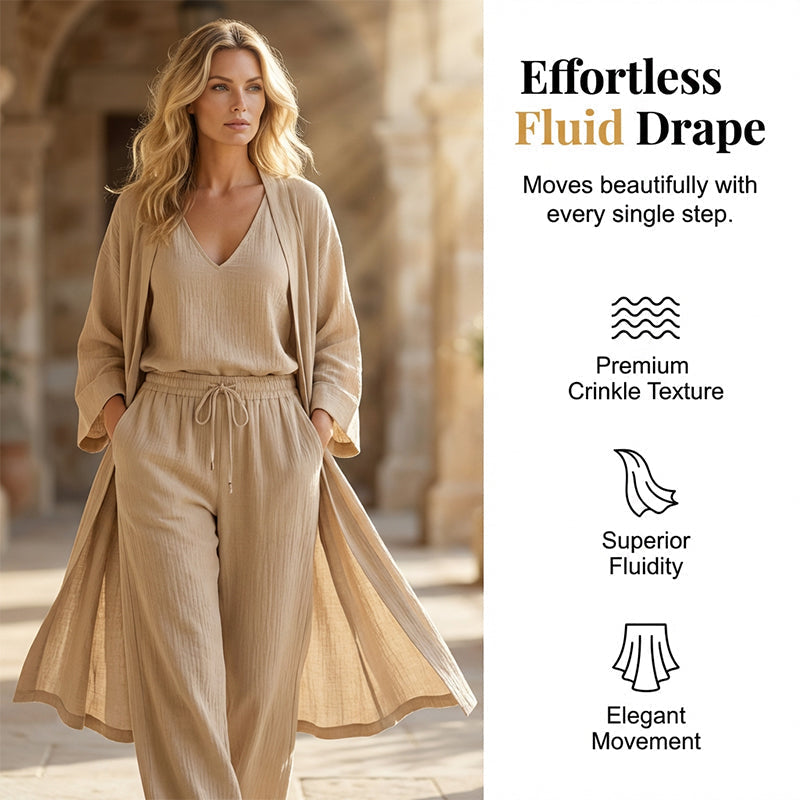 ⏰ 50% Korting – Elegante 3-Delige Dames Set met Wijde Pijpen | Comfortabele, Soepel Vallende & Flatterende Outfit