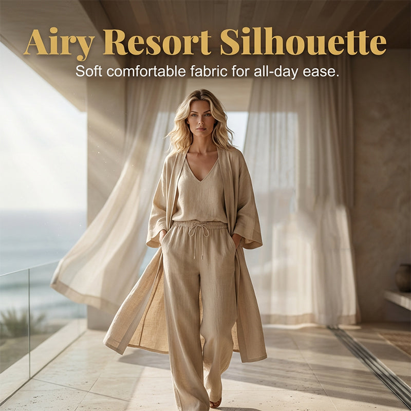 ⏰ 50% Korting – Elegante 3-Delige Dames Set met Wijde Pijpen | Comfortabele, Soepel Vallende & Flatterende Outfit