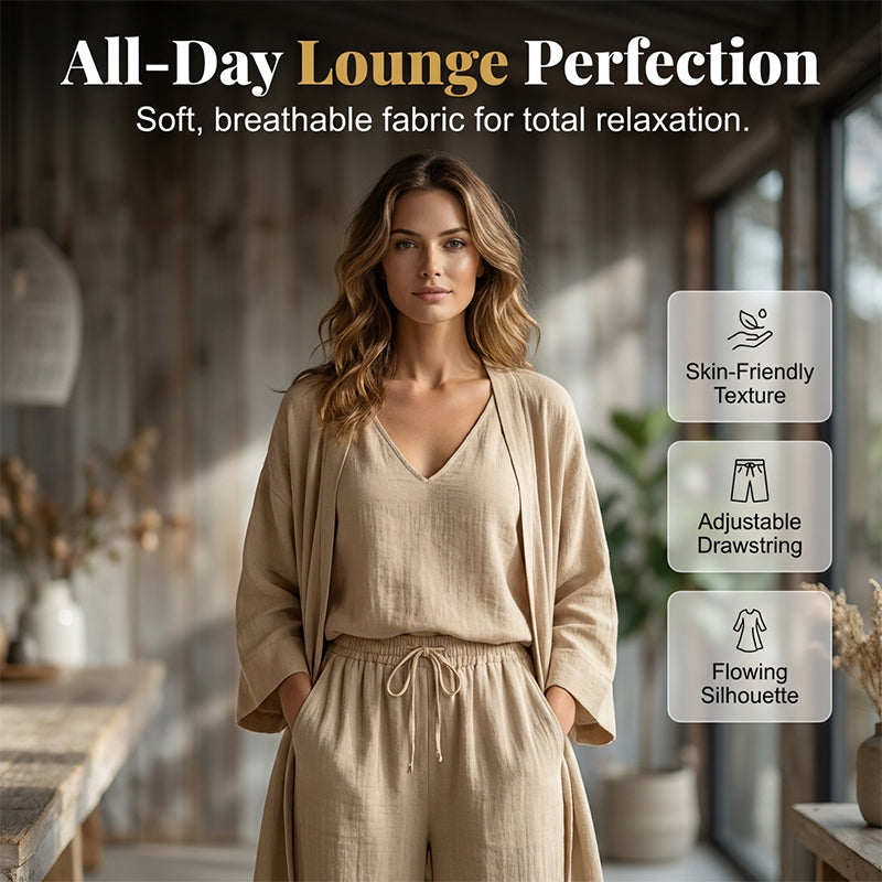 ⏰ 50% Korting – Elegante 3-Delige Dames Set met Wijde Pijpen | Comfortabele, Soepel Vallende & Flatterende Outfit