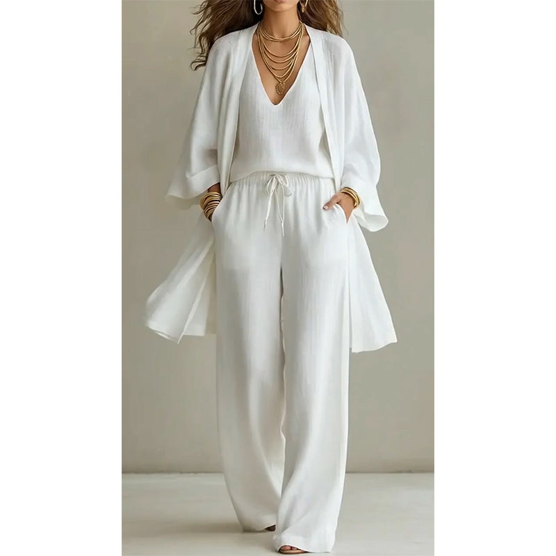 ⏰ 50% Korting – Elegante 3-Delige Dames Set met Wijde Pijpen | Comfortabele, Soepel Vallende & Flatterende Outfit